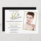 50 & Fabulous Gold VIRTUAL Birthday Invitation Kaart (Voorkant / Achterkant)