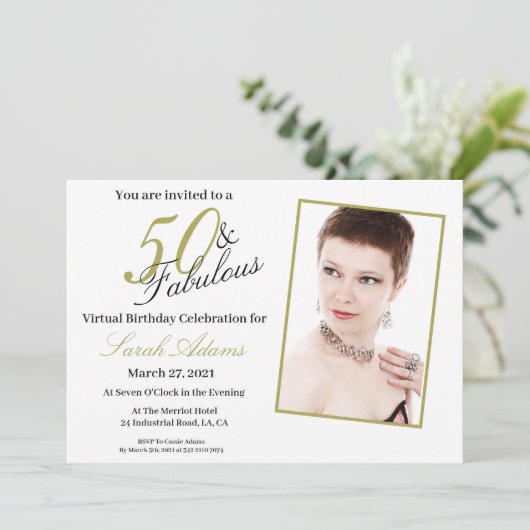 50 & Fabulous Gold VIRTUAL Invitation d'anniversai (Debout devant)