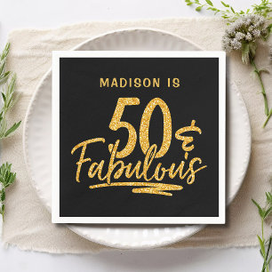 50 & Fabulous Gouden Glitter 50e Verjaardag Naam Servet