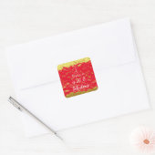 50 & Fabulous Gouden Rode Glitter Monogram Initial Vierkante Sticker (Envelop)