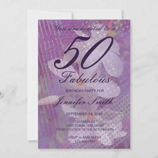 50 & Fabulous Lavender Birthday Invitation Kaart (Voorkant)