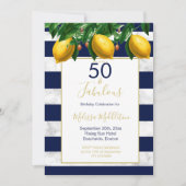 50 Fabulous Lemon Navy White Stripe Marble Kaart (Voorkant)