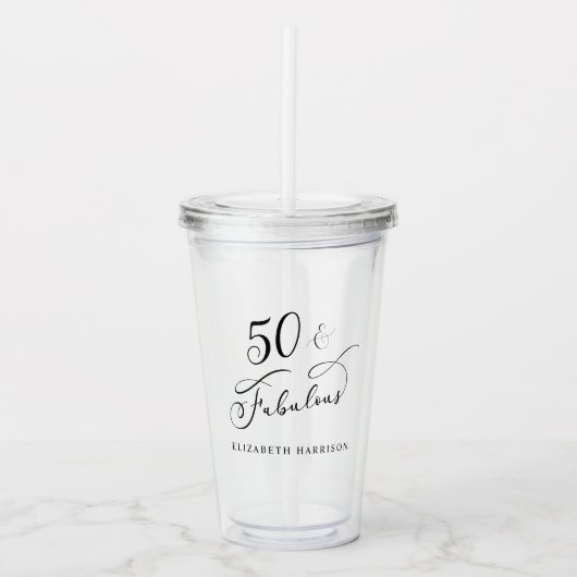 50 Fabulous Monogram 50e verjaardag Acryl Drinkbeker (Voorkant)