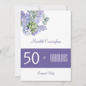 50 & Fabulous Paars Lilacs Waterverf Invitation Kaart (Voorkant)