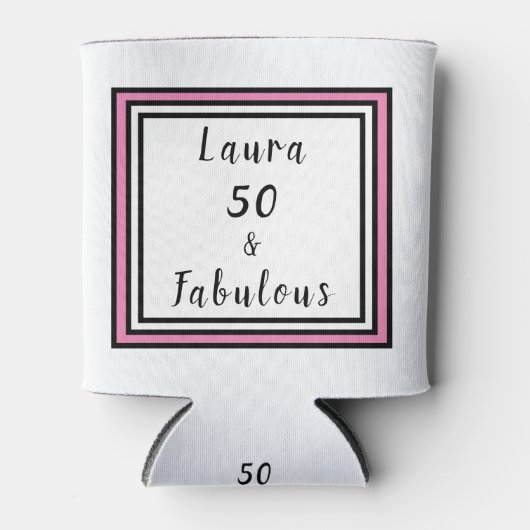 50 & Fabulous Pink Black Layered Square Blikjeskoeler (Voorkant)