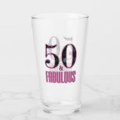 50 & Fabulous Pink Black Typografie 50th Birthday Glas (Achterkant)