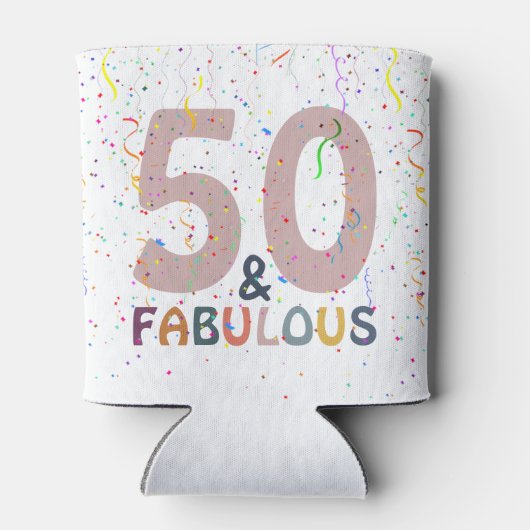 50- & Fabulous Pink Confetti Birthday Celebration Blikjeskoeler (Achterkant)