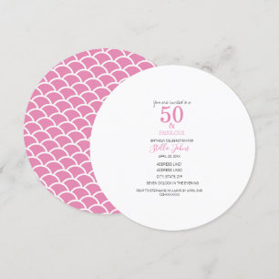 50 & Fabulous Pink Mermaid Cute Birthday Elegant Kaart
