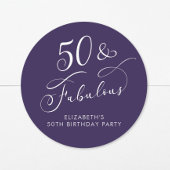 50 Fabulous Purple 50th Birthday Party Ronde Sticker