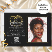 50 & Fabulous QR Code Zwart Goud Instant Download Kaart