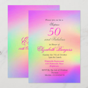 50 Fabulous Rainbow Tie Dye Pink Chic Birthday Kaart