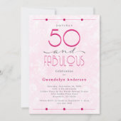 50 & Fabulous Retro  Roze Verjaardag Kaart (Voorkant)