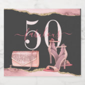 50 Fabulous Roos Gold Glitter Agate Sparkling Wijnetiket (Enkel label)