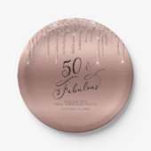 50 Fabulous Roos Gold Glitter, persoonlijk Papieren Bordje (Voorkant)