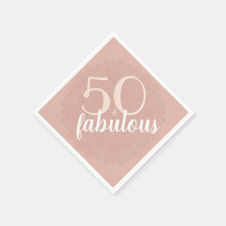 50 & Fabulous Roos Pink Floral 50e verjaardag Servet