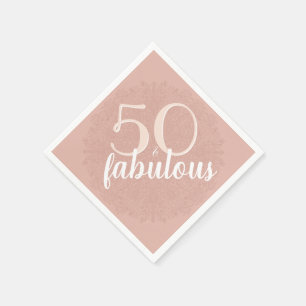 50 & Fabulous Roos Pink Floral 50th Birthday Party Servet