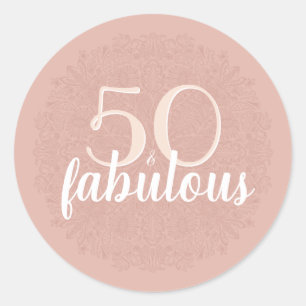50 & Fabulous Roze Bloemen Mandala 50ste Verjaarda Ronde Sticker