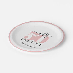 "50 & Fabulous" Roze en Zwart Verjaardag Papieren Bordje