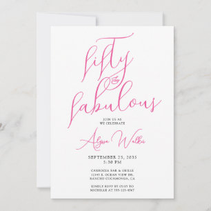 50 & Fabulous Roze Moderne Script 50ste Verjaardag Kaart