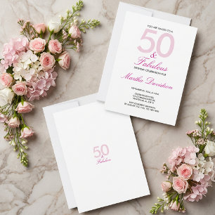 50 & Fabulous Roze Verjaardagsviering Kaart