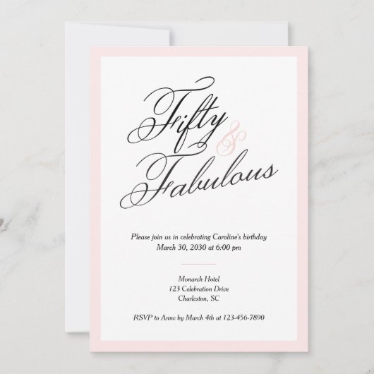 50 & Fabulous Script 50th Birthday Invitation (Devant)