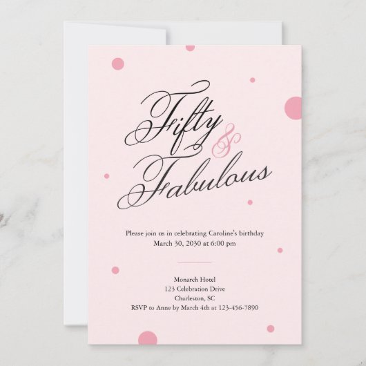 50 & Fabulous Script 50th Birthday Invitation (Devant)