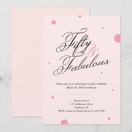 50 & Fabulous Script 50th Birthday Invitation (Devant / Derrière)