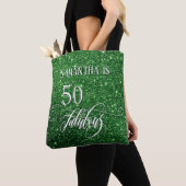 50 & Fabulous Script Sparking Deep Green Glitter Draagtas (Dichtbij)