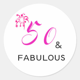 50 & FABULOUS Sticker rond de fête du 50e annivers