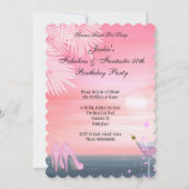 50 Fabulous Summer Pink-tail Heels Party Kaart (Achterkant)