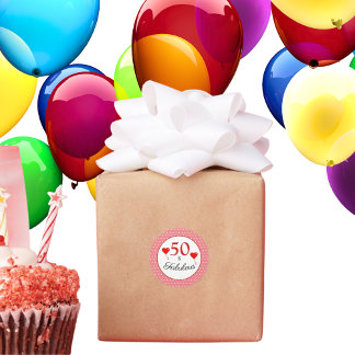 50 & Fabulous Typografie Red 50th Birthday Pink WH Ronde Sticker