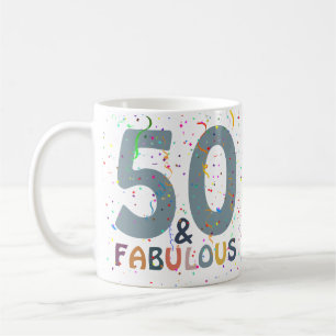50 & Fabulous Verjaardag Blauw Mooie Moderne Typog Koffiemok