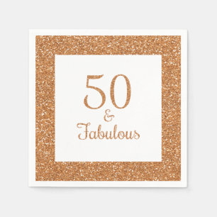 50 & Fabulous Verjaardag Sparkly Gouden Glitter Servet