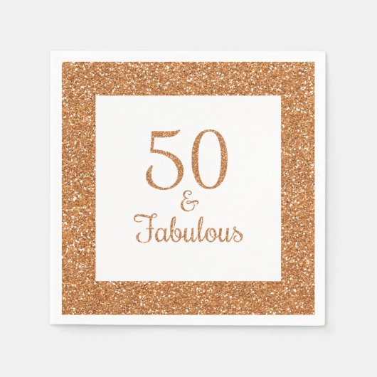 50 & Fabulous Verjaardag Sparkly Gouden Glitter Servet (Voorkant)