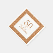 50 & Fabulous Verjaardag Sparkly Gouden Glitter Servet (Hoek)