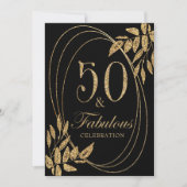 50 & Fabulous Verjaardagsviering Gouden Glitter Kaart (Voorkant)