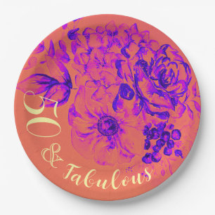 50 & Fabulous Vibrant Retro Floral Papieren Bordje