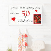 50 & Fabulous Voeg Fotonaam & Datum 50e Verjaardag Spandoek (Insitu)
