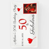 50 & Fabulous Voeg Fotonaam & Datum 50e Verjaardag Spandoek (Verticaal)