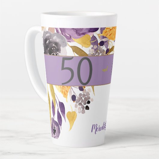 50 & Fabulous Watercolor Latte Mug (Angle gauche)