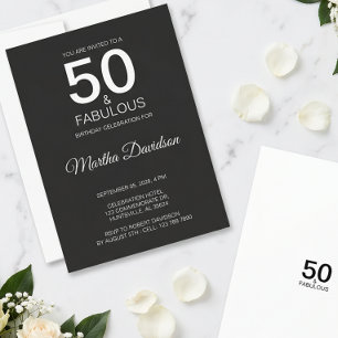 50 & Fabulous Zwart Ellegant Uitnodiging