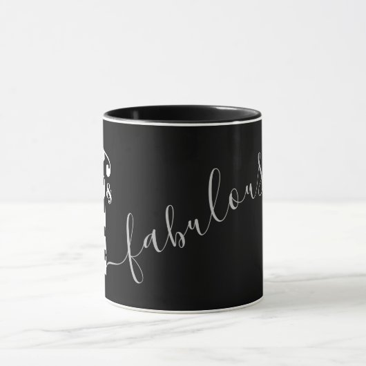50 & Fabulous Zwart Grijs Script Mok (Midden)