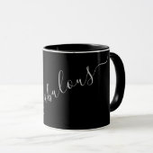 50 & Fabulous Zwart Grijs Script Mok (Voorkant rechts)
