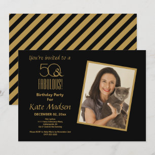 50 & FABULOUS! Zwarte & Gold 50e verjaardag Kaart