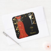 50 Fantastique Robe Rouge Sticker Black Gold SQ (Enveloppe)