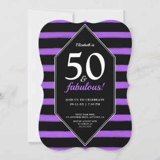 50 & Fantastisch Paarse & Zwarte 50ste Verjaardags Kaart