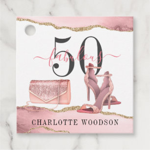 50 Fantastisch Roos Gold Glitter Agate Shoes Gift  Bedankjes Labels