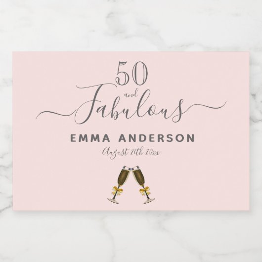 50 fantastische verjaardagsfeestje roze roze goude sparkling wijnetiket (Enkel label)