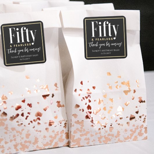 50 & Fearless Elegant Modern Custom Bedankt Vierkante Sticker