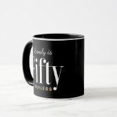 50 & Fearless Verjaardag Elegant Modern Zwart Cust Mok (Voorkant links)